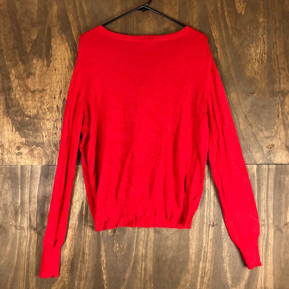 Express Womens Sweater Red Cardigan Diamond Button Front Long Sleeve Stretch XL - Picture 10 of 12